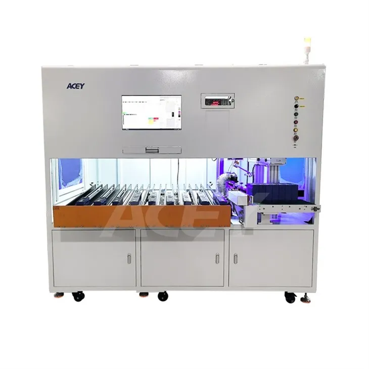 Prismatic cell sorting machine with laser cleaning
